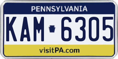 PA license plate KAM6305