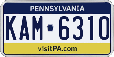 PA license plate KAM6310