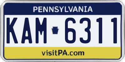 PA license plate KAM6311