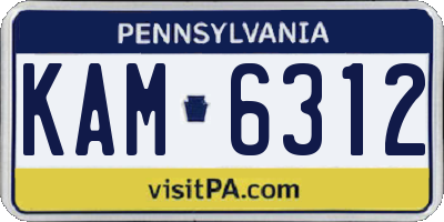 PA license plate KAM6312