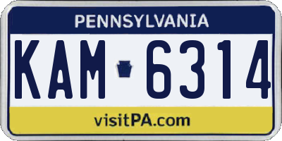 PA license plate KAM6314