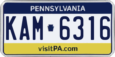 PA license plate KAM6316