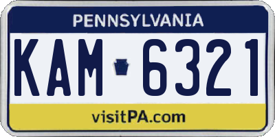 PA license plate KAM6321