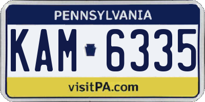 PA license plate KAM6335