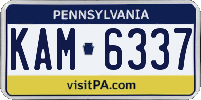PA license plate KAM6337