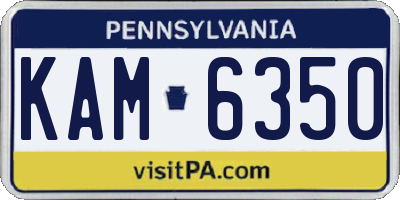 PA license plate KAM6350