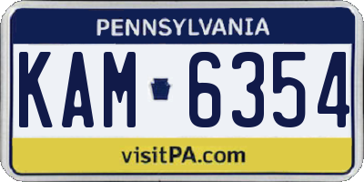 PA license plate KAM6354