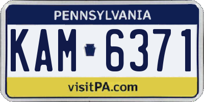 PA license plate KAM6371