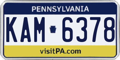 PA license plate KAM6378