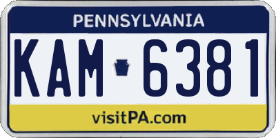 PA license plate KAM6381