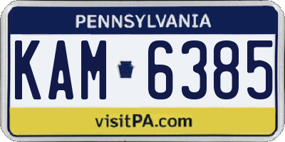 PA license plate KAM6385
