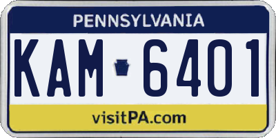 PA license plate KAM6401
