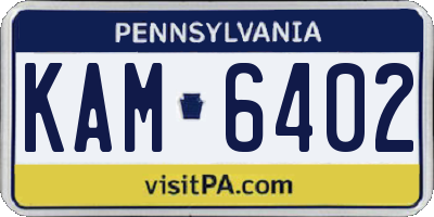 PA license plate KAM6402