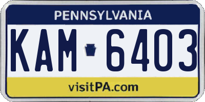 PA license plate KAM6403