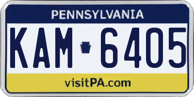 PA license plate KAM6405