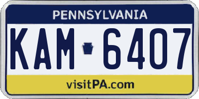 PA license plate KAM6407