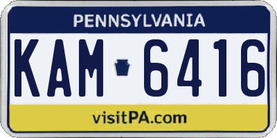 PA license plate KAM6416
