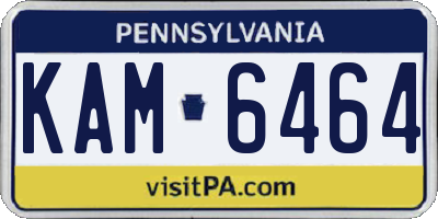 PA license plate KAM6464