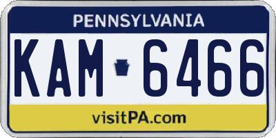 PA license plate KAM6466