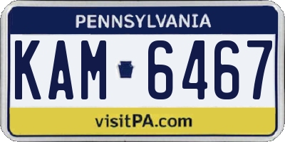 PA license plate KAM6467