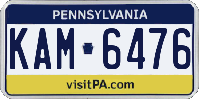 PA license plate KAM6476