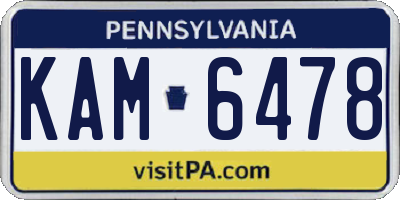 PA license plate KAM6478