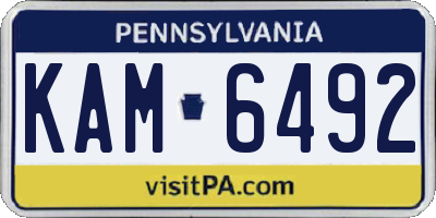 PA license plate KAM6492