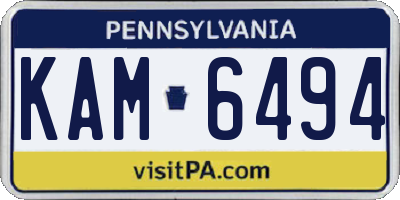 PA license plate KAM6494