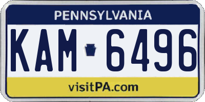 PA license plate KAM6496