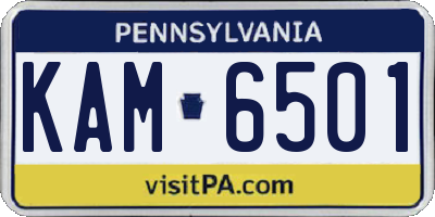 PA license plate KAM6501