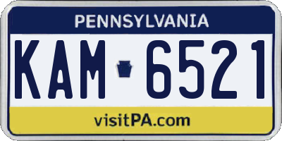 PA license plate KAM6521