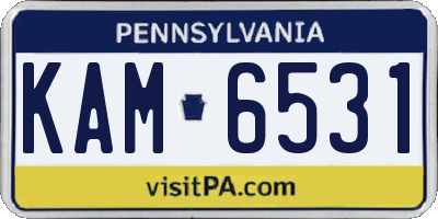 PA license plate KAM6531