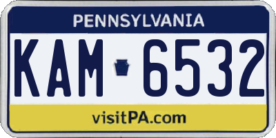 PA license plate KAM6532
