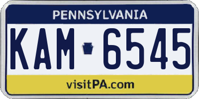PA license plate KAM6545