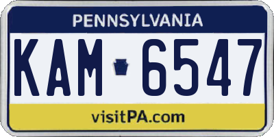 PA license plate KAM6547