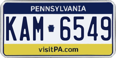 PA license plate KAM6549