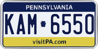 PA license plate KAM6550