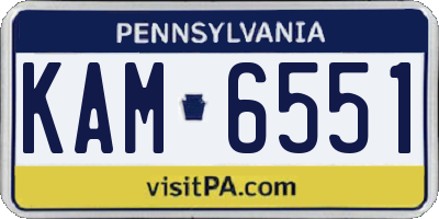 PA license plate KAM6551