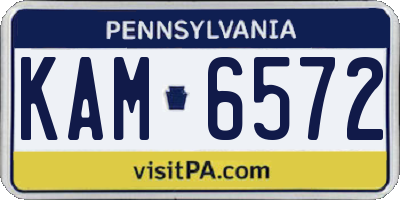 PA license plate KAM6572