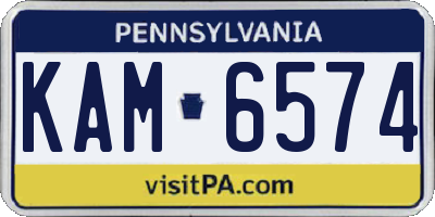 PA license plate KAM6574