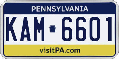 PA license plate KAM6601