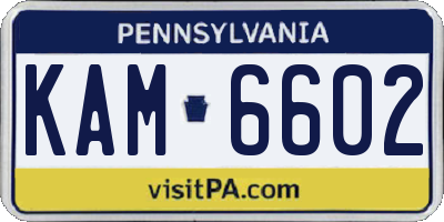PA license plate KAM6602