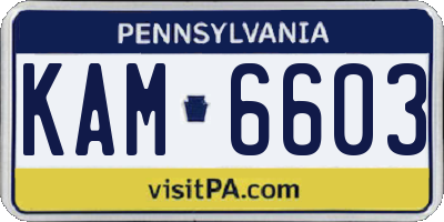PA license plate KAM6603