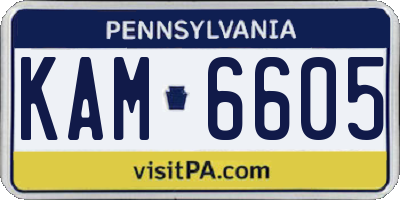 PA license plate KAM6605