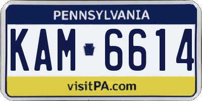 PA license plate KAM6614