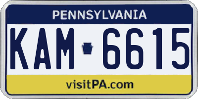 PA license plate KAM6615