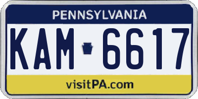 PA license plate KAM6617