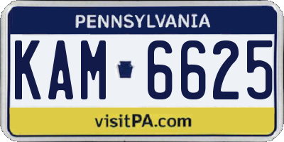 PA license plate KAM6625