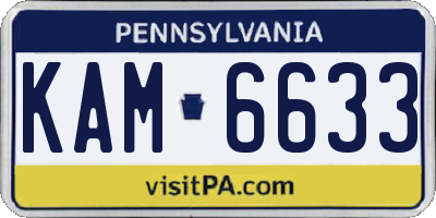 PA license plate KAM6633