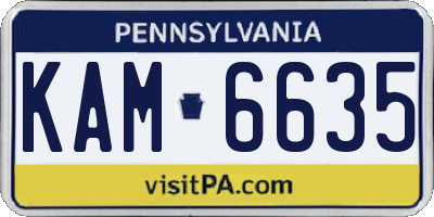 PA license plate KAM6635